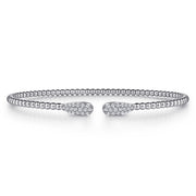 14K White Gold Bujukan Diamond Teardrops Bangle