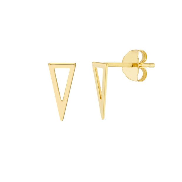 14 Karat Yellow Gold Triangle Stud Earrings