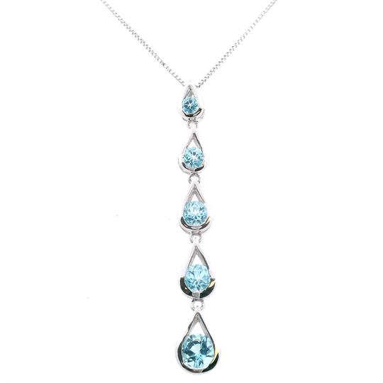 Estate Blue Topaz Pear Shape Drop Necklace