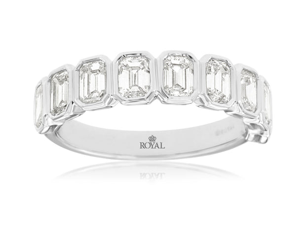 Bezel Set Emerald Cut Diamond Band