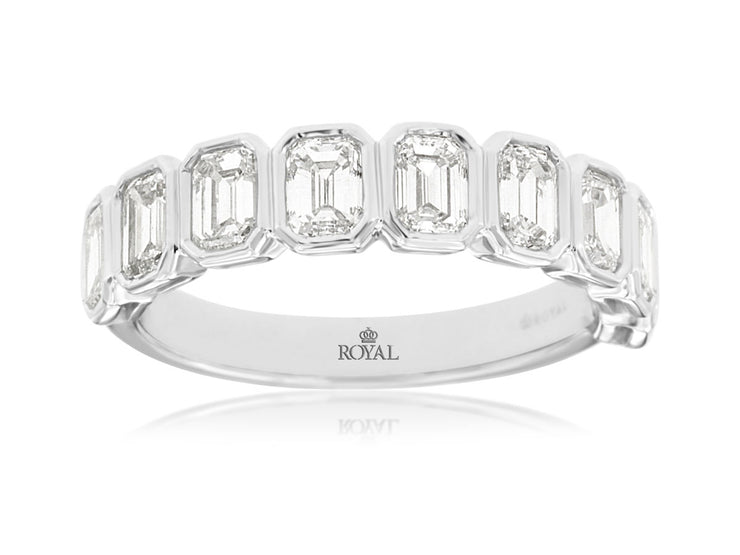 Bezel Set Emerald Cut Diamond Band
