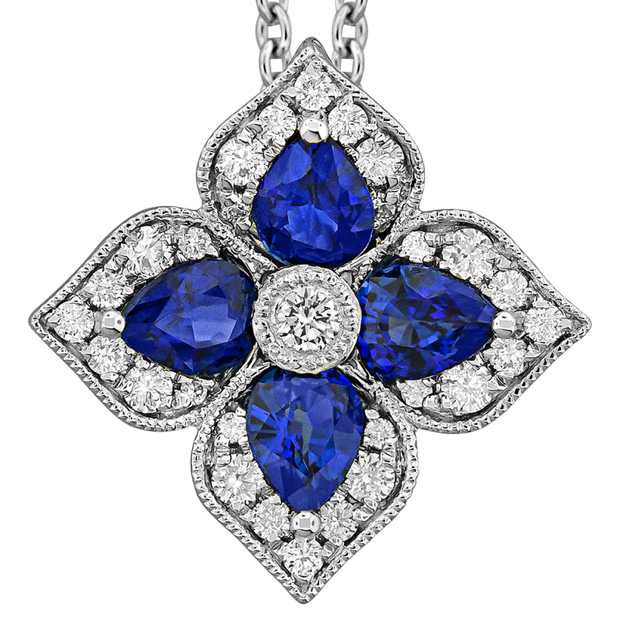 Sapphire & Diamond Flower Necklace