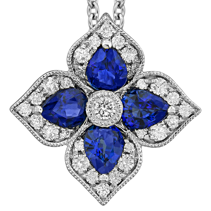 Sapphire & Diamond Flower Necklace