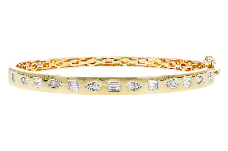 14 Karat Yellow Gold Diamond Bangle Bracelet