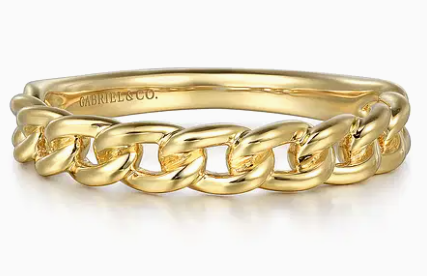 14K Yellow Gold Cuban Link Stackable Ring