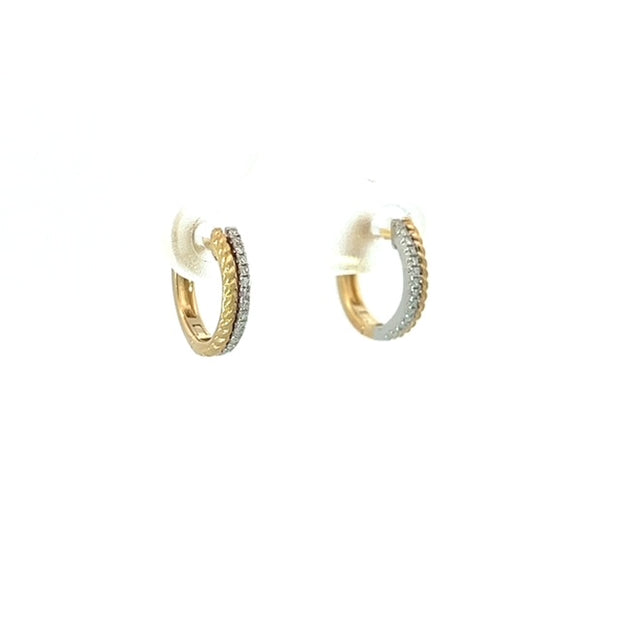 14 Karat Two Tone Gold Diamond Earrings