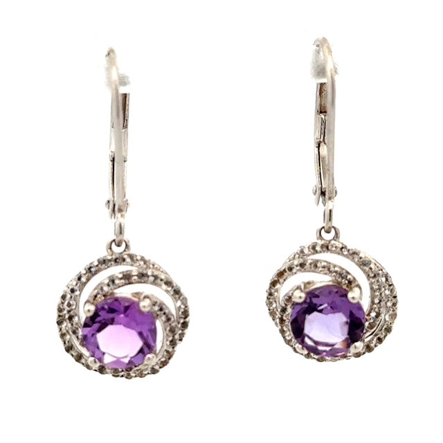 Sterling Silver Amethyst & White Topaz Earrings