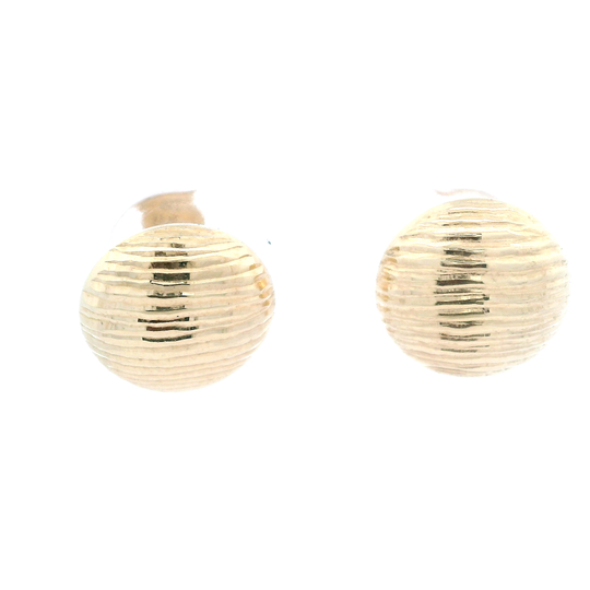 14K Yellow Gold Round Button Stud Earrings