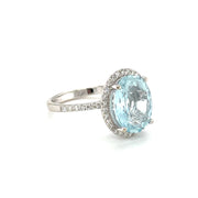 14 Karat White Gold EFFY Aquamarine And Diamond Halo Ring