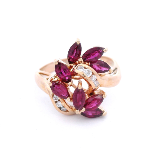 Ruby & Diamond Cluster Ring