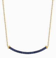 14K Yellow Gold Bujukan and Blue Sapphire Bar Necklace