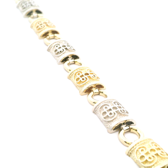 Estate Scrollwork w/ Hammered Background Link Bracelet