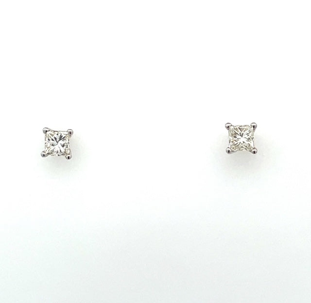 0.37tw Princess Shape Diamond Stud Earrings