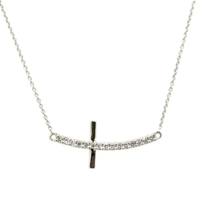 East to West Diamond Cross Necklace