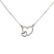 14 KT White Gold Rhodium Plated Heart Pendant/Necklace