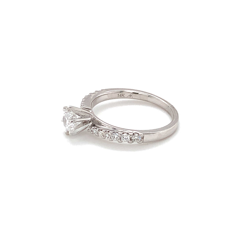 14 Karat Diamond Engagement Ring with Round Center