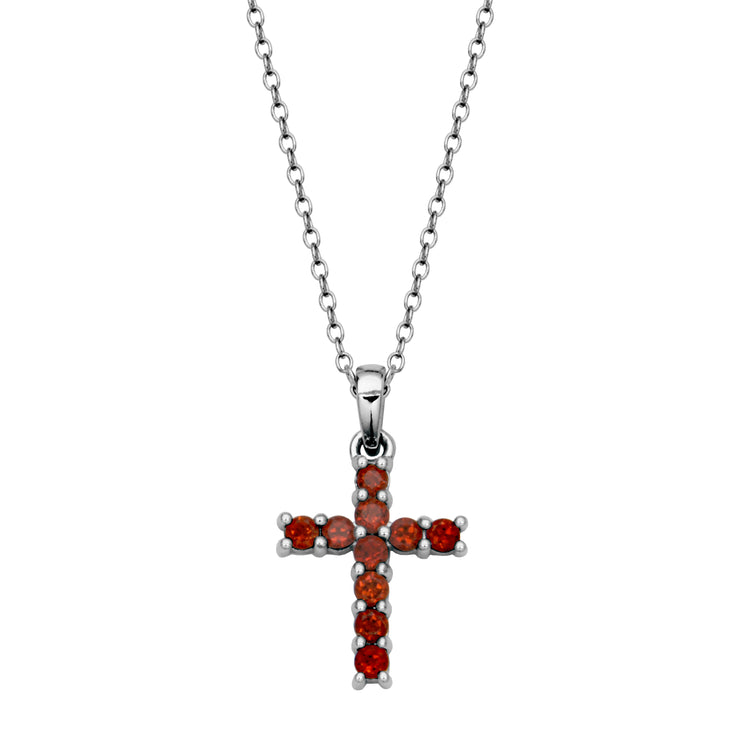 Garnet Cross Necklace