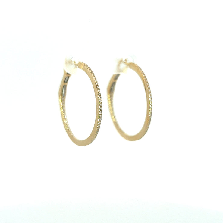 14 Karat Yellow Gold Medium Inside Out Hoop Earrings