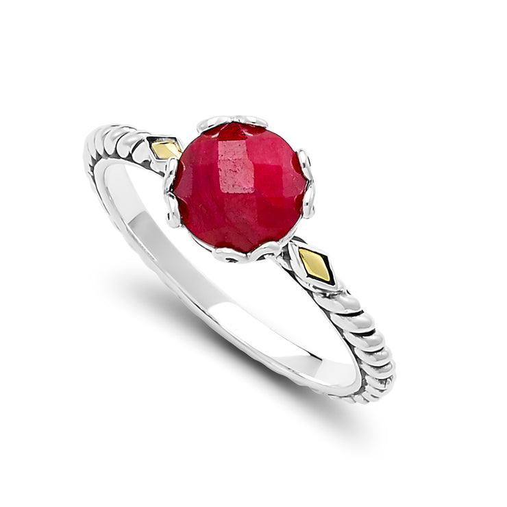 Sterling Silver And 18K Yellow Gold Two-Tone Ruby Ring