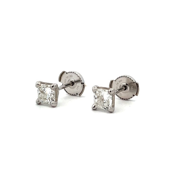 14K White Gold Rhodium Plated Stud Earrings