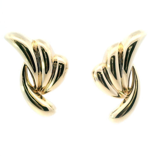 Fan/Swirl Design Omega Back Earrings