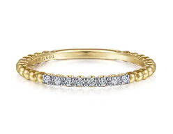 14K Yellow Gold Bujukan Bead and Diamond Stackable Ring