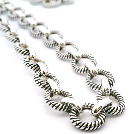 Estate Sterling Silver Oval Rolo Link Necklace