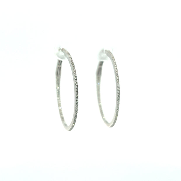 14 Karat White Gold Medium Inside Out Hoop Earrings