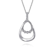925 Sterling Silver White Sapphire Bujukan Teardrop Pendant Necklace