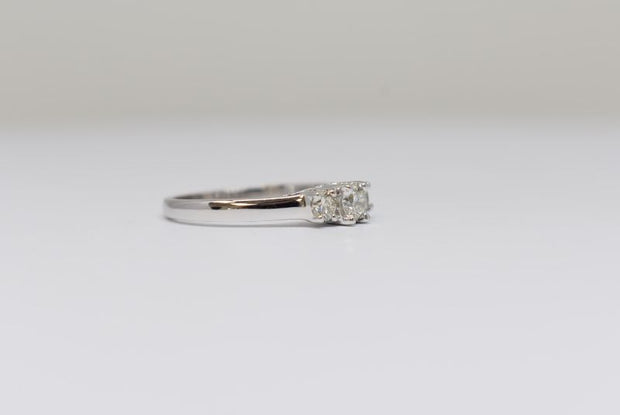 White Gold Round Three Stone Engagement Ring