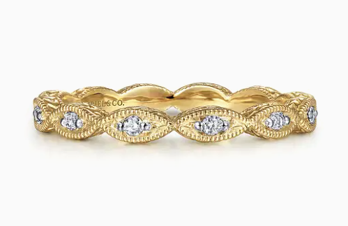 14K Yellow Gold Diamond Bujukan Marquise Station Ring