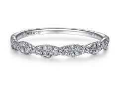 14K White Gold Twisted Diamond Band Ring