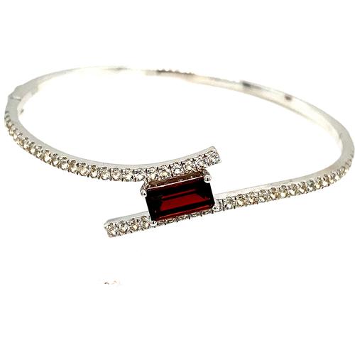 Sterling Silver Garnet Bracelet