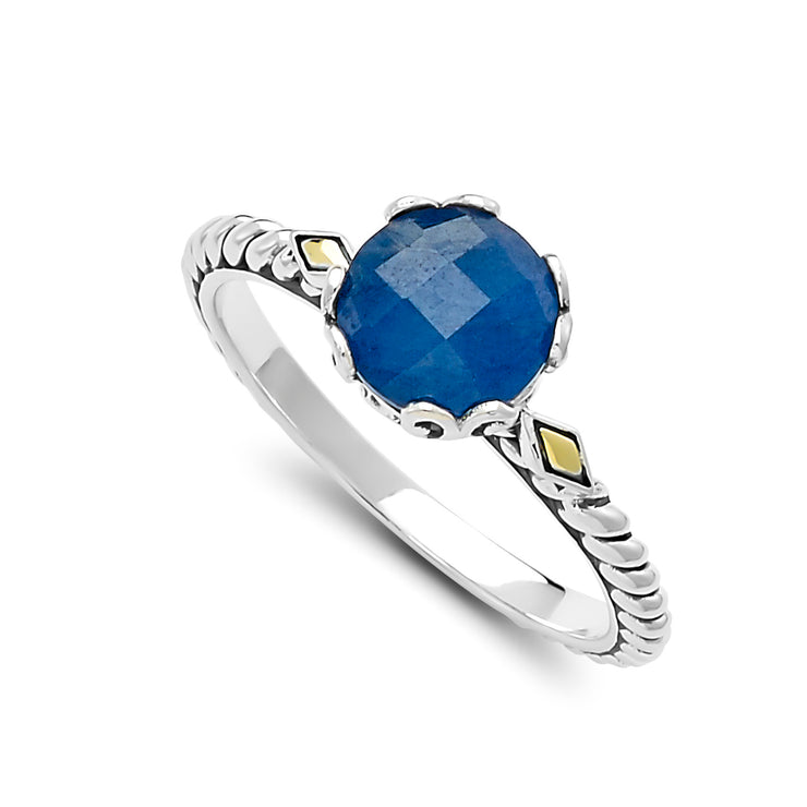 Sterling Silver And 18K Yellow Gold Two-Tone Sapphire Ring