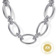 925 Sterling Silver Oval Link Chain Necklace with Bujukan Connectors