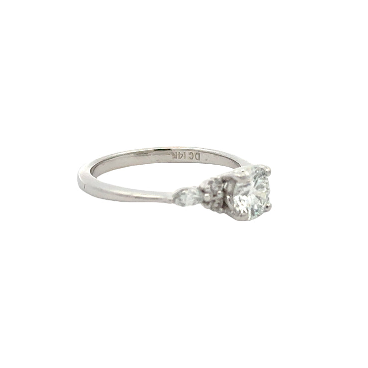 White Gold Round Center Multi Stone Engagement Ring