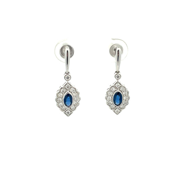 14 Karat Sapphire and Diamond Earrings