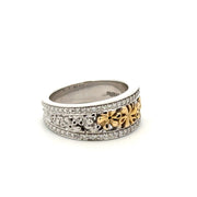 Sterling Silver Diamond Floral Ring