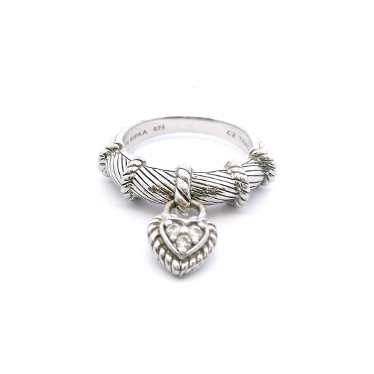 Estate Signed Judith Ripka Dangle Heart Ring