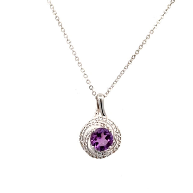 Sterling Silver Amethyst & White Topaz Necklace