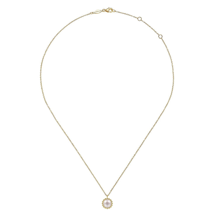 14K Yellow Gold Bujukan Pearl Pendant Necklace