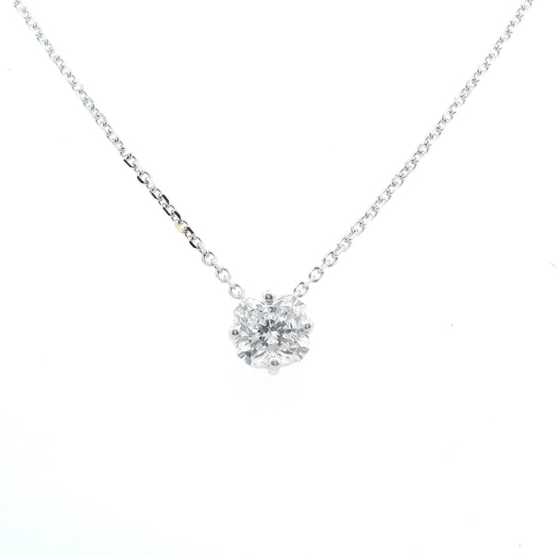 14 KT White Gold Rhodium Plated Solitaire Pendant