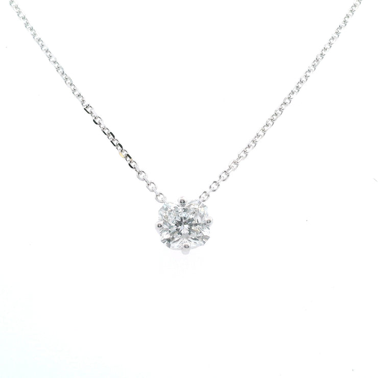 14 KT White Gold Rhodium Plated Solitaire Pendant