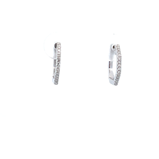 14 Karat White Gold/Rhodium Plated Diamond Hoop Earrings