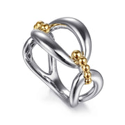 925 Sterling Silver and 14K Yellow Gold Bujukan Link Ring