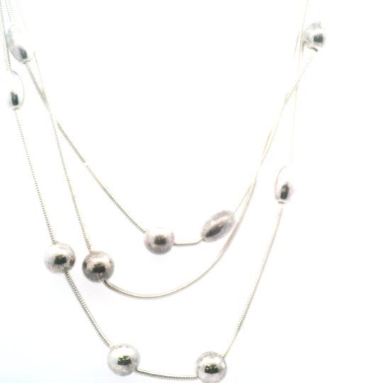 Milor Triple Strand Sterling Silver Necklace