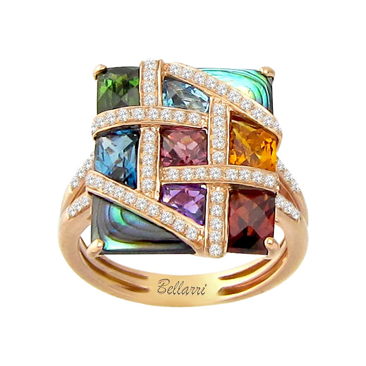 14 Karat Rose Gold Mosiac Nouveau Collection Fashion Ring