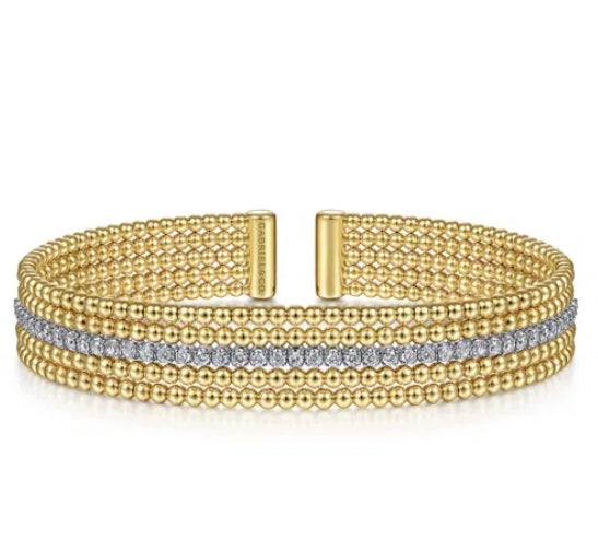 14K White-Yellow Gold Bujukan Cuff Bracelet