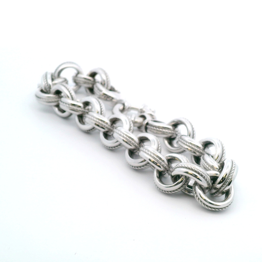 Sterling Silver Milor Italy Chunky Fancy Rolo Link Bracelet