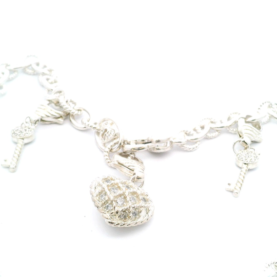 Estate Judith Ripka "Key to my Heart Chain w/ 3 Charms